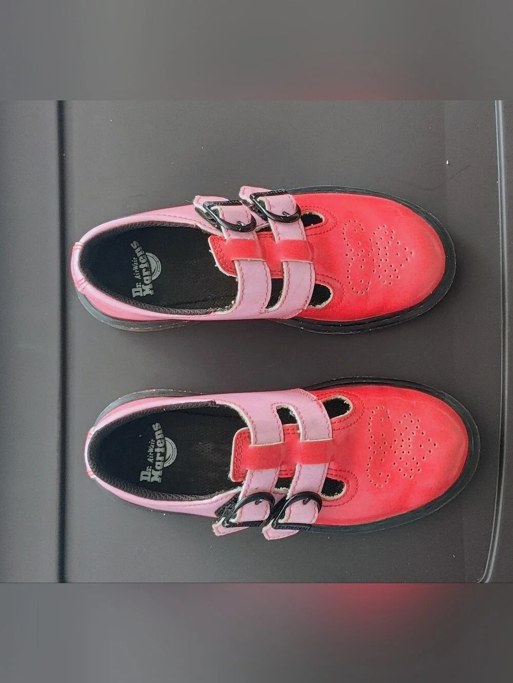 Dr. Martens Mary Jane Junior 8065 Pink Gradient Glitter Leather Mary Jane Shoe